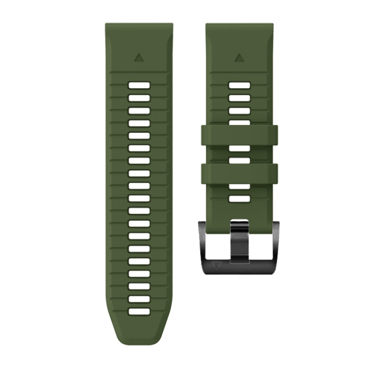 For Garmin Fenix 7X 26mm Solid Color Steel Buckle Silicone Quick Release Watch Band(Army Green) - Watch Bands by PMC Jewellery | Online Shopping South Africa | PMC Jewellery