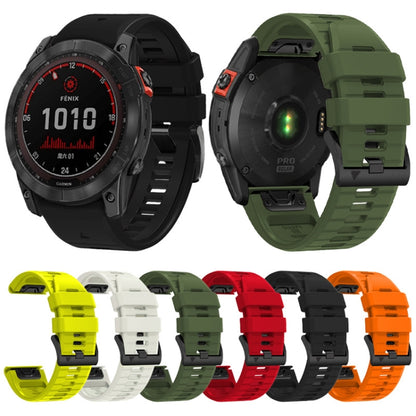 For Garmin Fenix 7X 26mm Solid Color Steel Buckle Silicone Quick Release Watch Band(Orange) - Watch Bands by PMC Jewellery | Online Shopping South Africa | PMC Jewellery