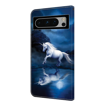 For Google Pixel 9 Crystal Painted Leather Phone case(White Horse) - Google Cases by PMC Jewellery | Online Shopping South Africa | PMC Jewellery | Buy Now Pay Later Mobicred