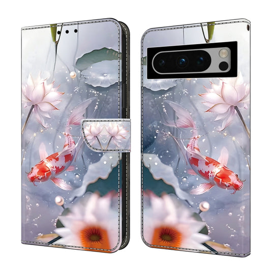 For Google Pixel 9 Pro Crystal Painted Leather Phone case(Koi) - Google Cases by PMC Jewellery | Online Shopping South Africa | PMC Jewellery | Buy Now Pay Later Mobicred