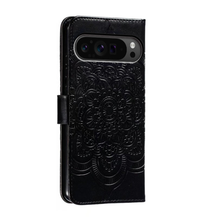 For Google Pixel 9 Pro Sun Mandala Embossing Pattern Phone Leather Case(Black) - Google Cases by PMC Jewellery | Online Shopping South Africa | PMC Jewellery | Buy Now Pay Later Mobicred