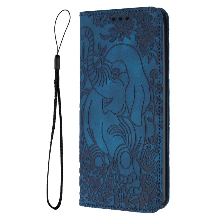 For iPhone 16 Plus Retro Elephant Embossed Leather Phone Case(Blue) - free shipping - PMC TechLife - Order now!