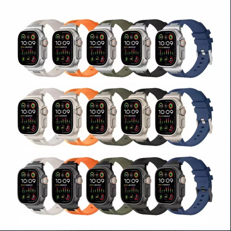 For Apple Watch Series 8 45mm Loners Liquid Silicone Watch Band(Titanium Black) - Watch Bands by PMC Jewellery | Online Shopping South Africa | PMC Jewellery