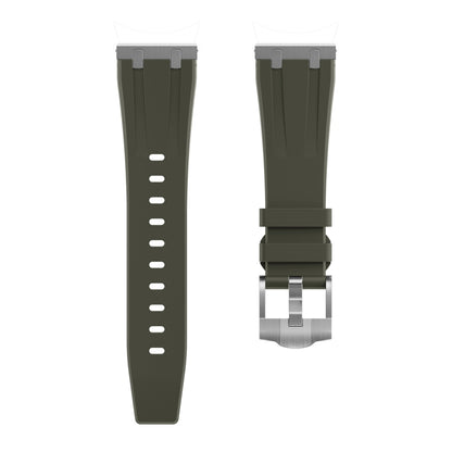 22mm Flat Head Silicone Watch Band(Silver Green) - 22mm Bands by PMC Jewellery | Online Shopping South Africa | PMC Jewellery