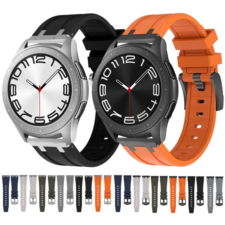 20mm Flat Head Silicone Watch Band(Black Orange) - 20mm Bands by PMC TechLife | Online Shopping South Africa | PMC TechLife