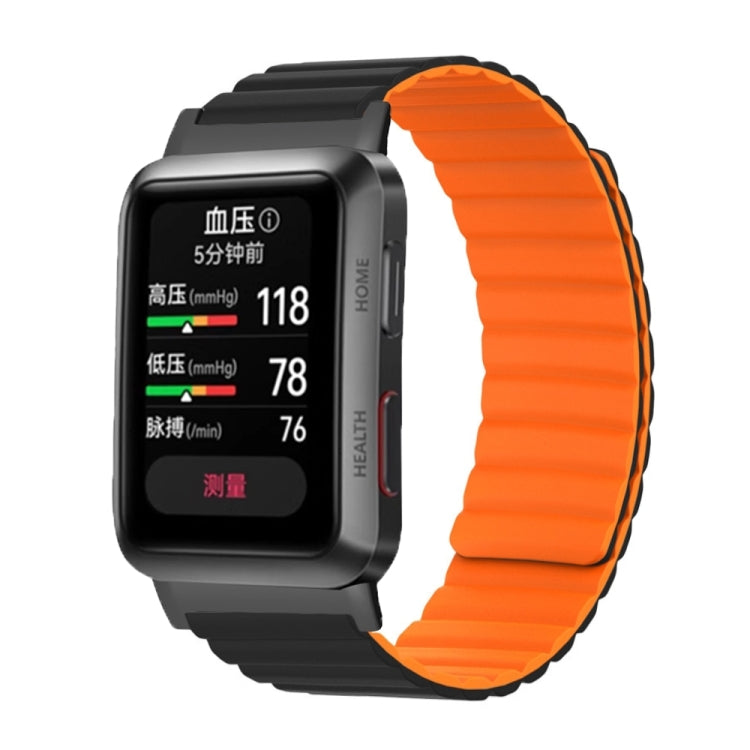For Huawei Watch D Magnetic Silicone Watch Band(Black Orange) - Watch Bands by PMC TechLife | Online Shopping South Africa | PMC TechLife