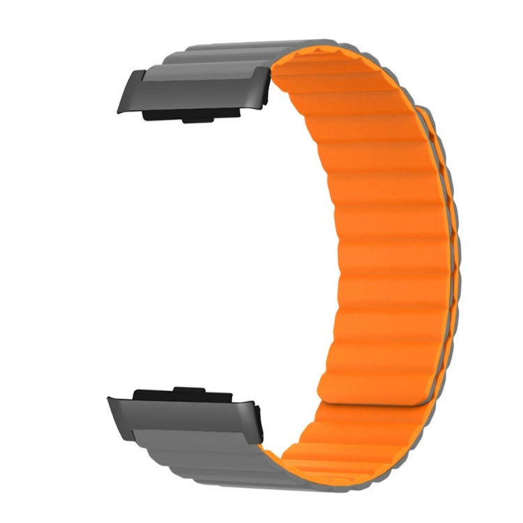 For Huawei Watch D Magnetic Silicone Watch Band(Grey Orange) - Watch Bands by PMC Jewellery | Online Shopping South Africa | PMC Jewellery