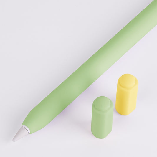 For Apple Pencil (USB-C) Double Cap Contrasting Color Silicone Protective Case(Matcha Green) - Pencil Accessories by PMC Jewellery | Online Shopping South Africa | PMC Jewellery | Buy Now Pay Later Mobicred