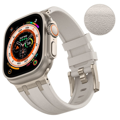 For Apple Watch Series 9 45mm Stone Grain Liquid Silicone Watch Band(Titanium Starlight) - Watch Bands by PMC Jewellery | Online Shopping South Africa | PMC Jewellery