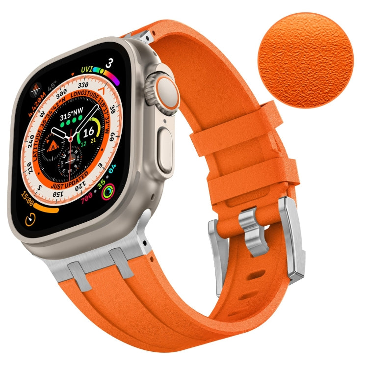 For Apple Watch Series 9 45mm Stone Grain Liquid Silicone Watch Band(Sliver Orange) - Watch Bands by PMC Jewellery | Online Shopping South Africa | PMC Jewellery