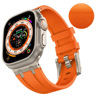 For Apple Watch Ultra 49mm Stone Grain Liquid Silicone Watch Band(Titanium Orange) - Watch Bands by PMC Jewellery | Online Shopping South Africa | PMC Jewellery