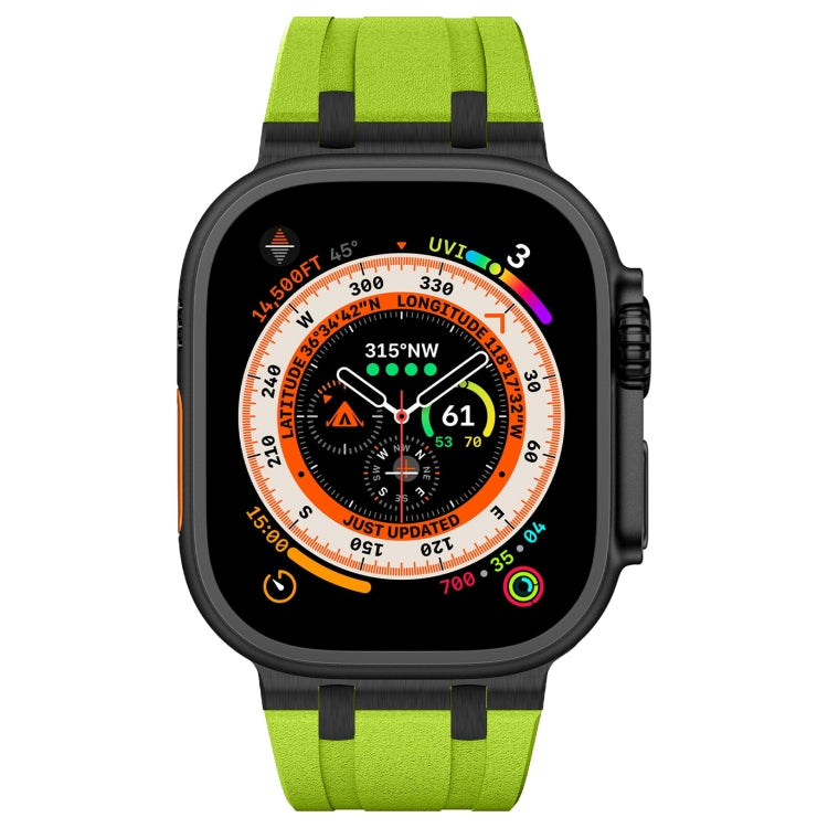 For Apple Watch Series 8 45mm Stone Grain Liquid Silicone Watch Band(Black Green) - Watch Bands by PMC Jewellery | Online Shopping South Africa | PMC Jewellery