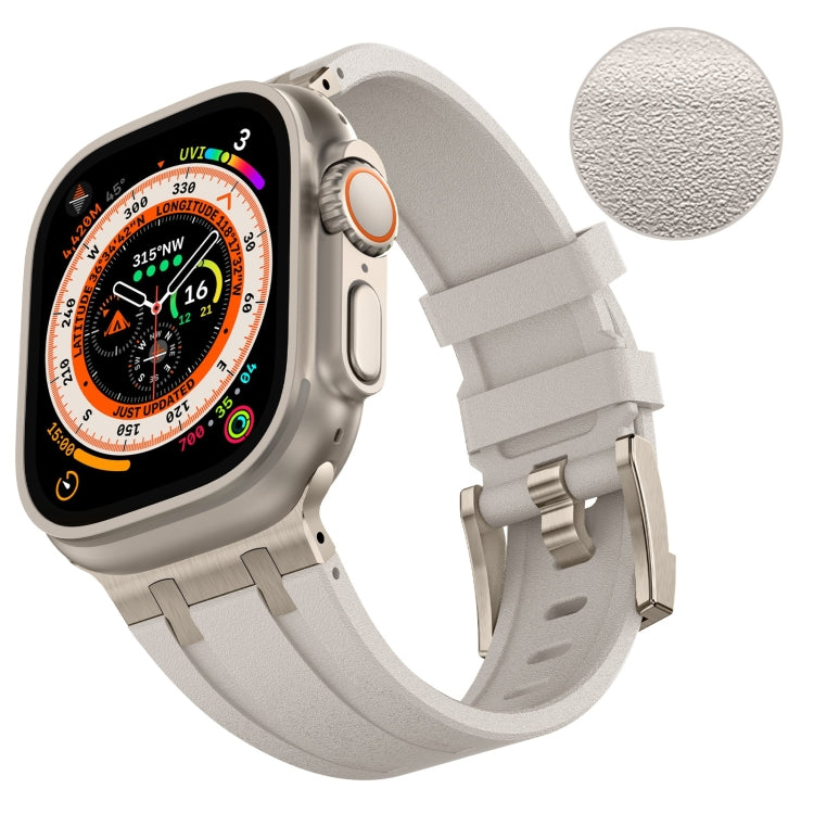 For Apple Watch Series 8 45mm Stone Grain Liquid Silicone Watch Band(Titanium Starlight) - Watch Bands by PMC TechLife | Online Shopping South Africa | PMC TechLife
