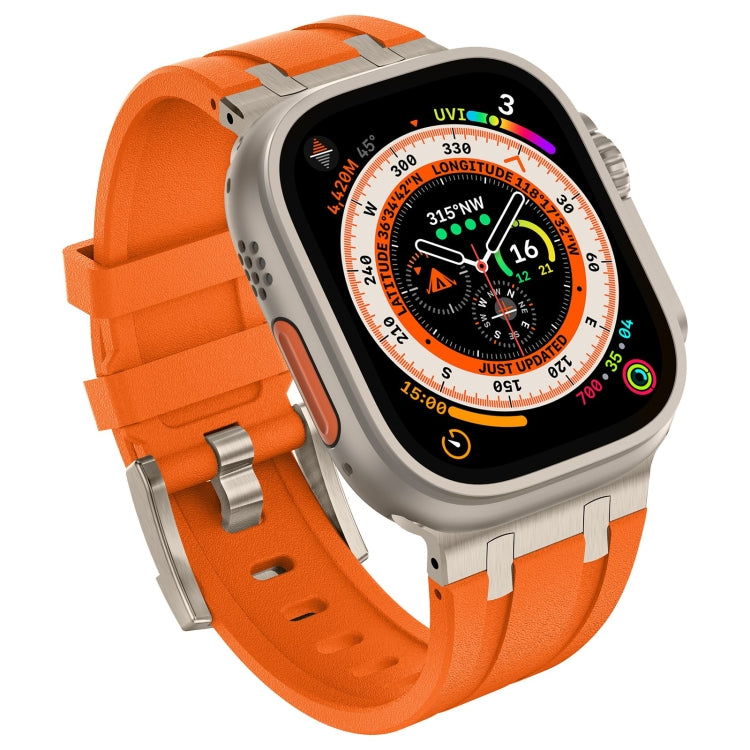 For Apple Watch SE 2022 44mm Stone Grain Liquid Silicone Watch Band(Titanium Orange) - Watch Bands by PMC Jewellery | Online Shopping South Africa | PMC Jewellery