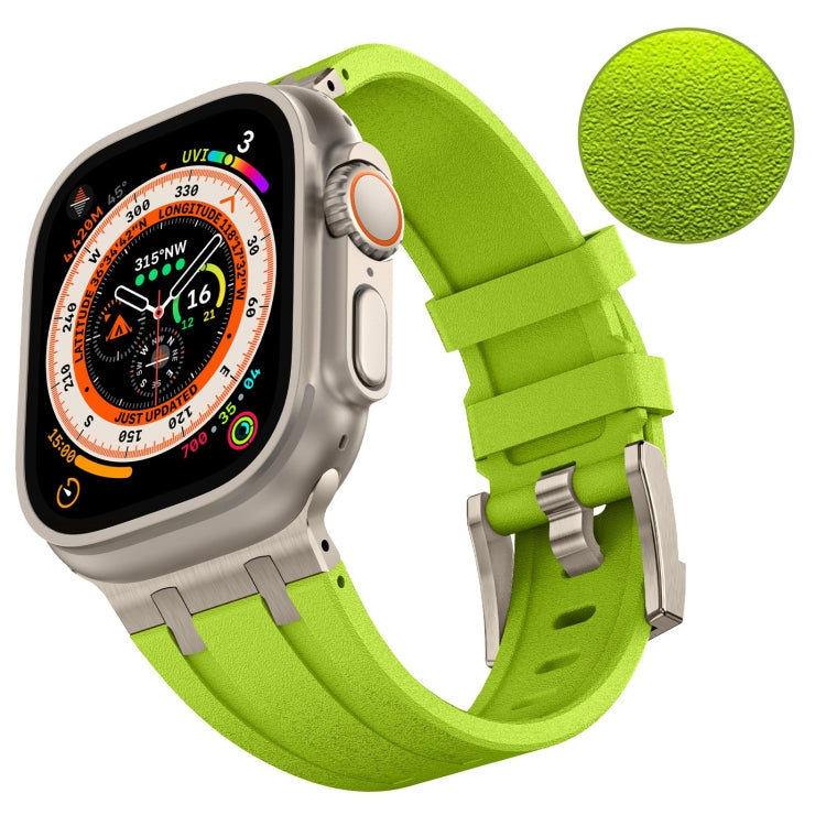 For Apple Watch Series 7 45mm Stone Grain Liquid Silicone Watch Band(Titanium Green) - Watch Bands by PMC Jewellery | Online Shopping South Africa | PMC Jewellery