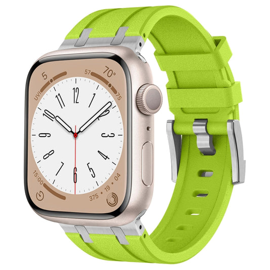 For Apple Watch Series 7 45mm Stone Grain Liquid Silicone Watch Band(Silver Green) - Watch Bands by PMC Jewellery | Online Shopping South Africa | PMC Jewellery