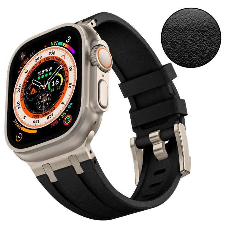 For Apple Watch SE 44mm Stone Grain Liquid Silicone Watch Band(Titanium Black) - Watch Bands by PMC Jewellery | Online Shopping South Africa | PMC Jewellery