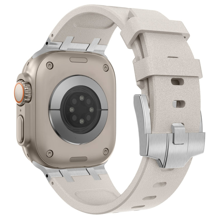 For Apple Watch SE 44mm Stone Grain Liquid Silicone Watch Band(Silver Starlight) - Watch Bands by PMC TechLife | Online Shopping South Africa | PMC TechLife