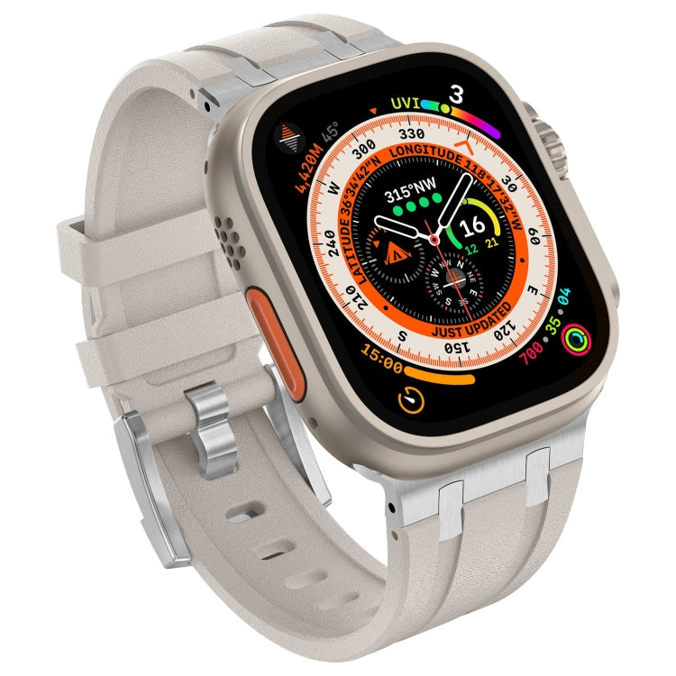 For Apple Watch SE 44mm Stone Grain Liquid Silicone Watch Band(Silver Starlight) - Watch Bands by PMC TechLife | Online Shopping South Africa | PMC TechLife