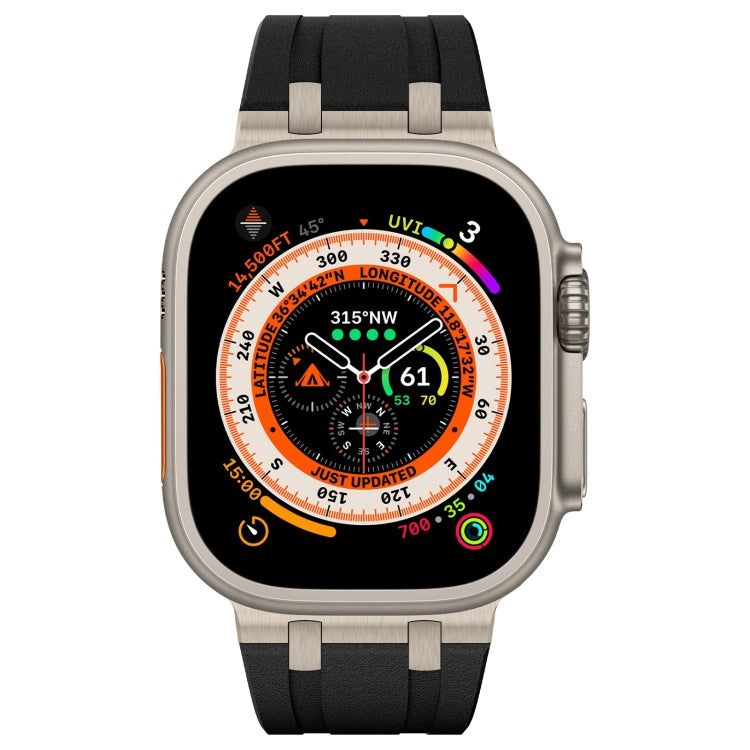 For Apple Watch Series 6 44mm Stone Grain Liquid Silicone Watch Band(Titanium Black) - Watch Bands by PMC TechLife | Online Shopping South Africa | PMC TechLife