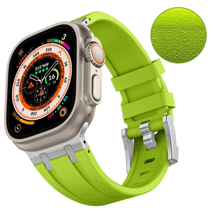 For Apple Watch Series 6 44mm Stone Grain Liquid Silicone Watch Band(Silver Green) - Watch Bands by PMC Jewellery | Online Shopping South Africa | PMC Jewellery