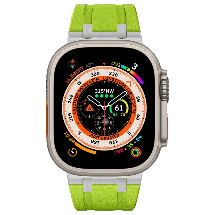 For Apple Watch Series 6 44mm Stone Grain Liquid Silicone Watch Band(Silver Green) - Watch Bands by PMC Jewellery | Online Shopping South Africa | PMC Jewellery