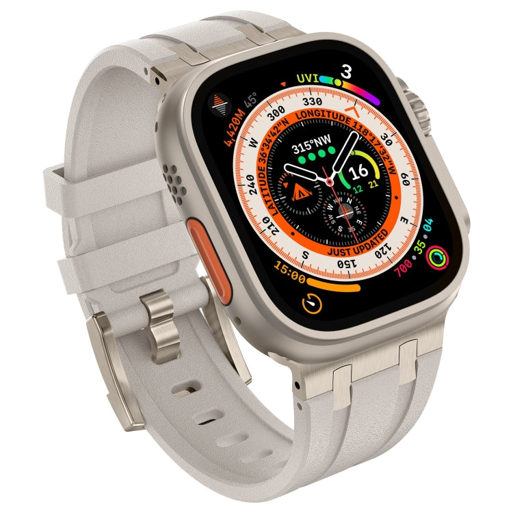 For Apple Watch Series 3 42mm Stone Grain Liquid Silicone Watch Band(Titanium Starlight) - Watch Bands by PMC TechLife | Online Shopping South Africa | PMC TechLife