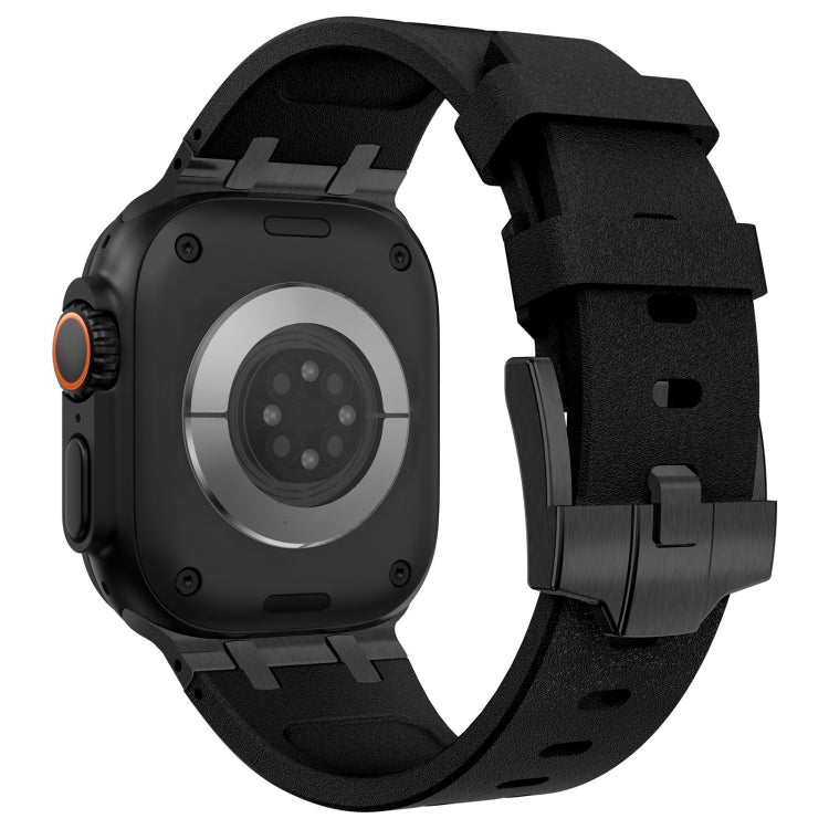 For Apple Watch 42mm Stone Grain Liquid Silicone Watch Band(Black Black) - Watch Bands by PMC TechLife | Online Shopping South Africa | PMC TechLife