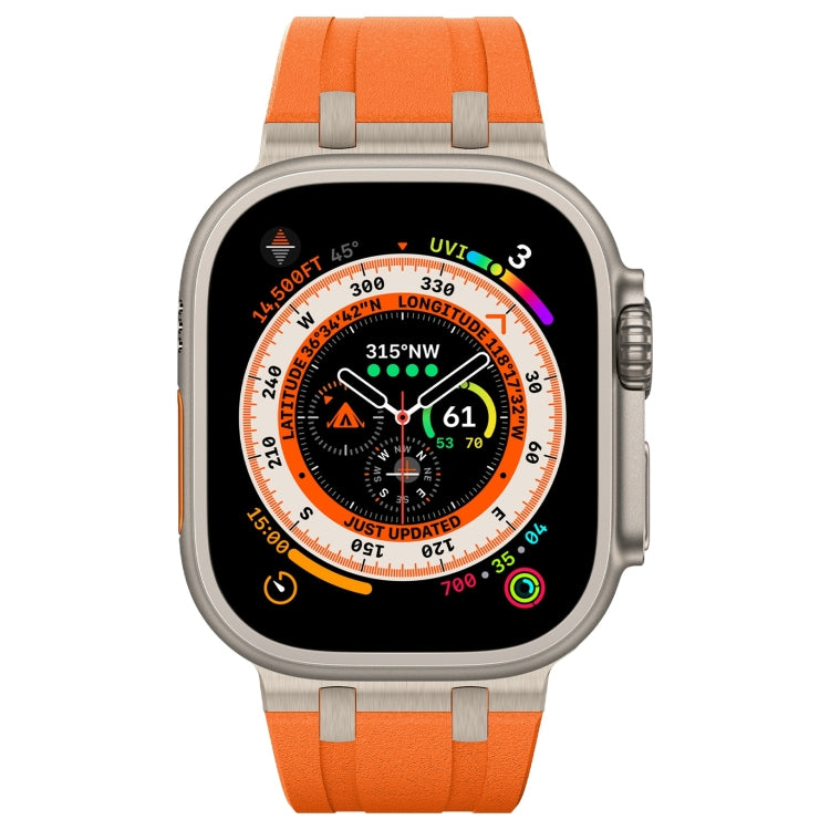 For Apple Watch 42mm Stone Grain Liquid Silicone Watch Band(Titanium Orange) - free shipping - PMC TechLife - Order now!