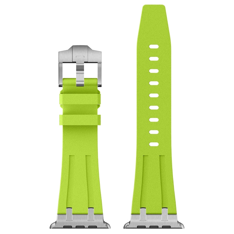 For Apple Watch 42mm Stone Grain Liquid Silicone Watch Band(Silver Green) - Watch Bands by PMC TechLife | Online Shopping South Africa | PMC TechLife