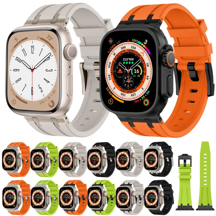 For Apple Watch Series 4 44mm Stone Grain Liquid Silicone Watch Band(Titanium Black) - Watch Bands by PMC TechLife | Online Shopping South Africa | PMC TechLife