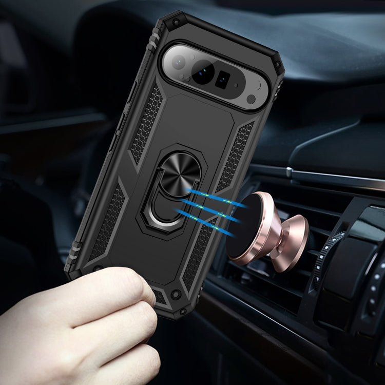 For Google Pixel 9 Pro Shockproof TPU + PC Phone Case with Holder(Black) - Google Cases by PMC TechLife | Online Shopping South Africa | PMC TechLife | Buy Now Pay Later Mobicred