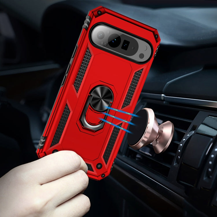 For Google Pixel 9 Pro Shockproof TPU + PC Phone Case with Holder(Red) - Google Cases by PMC Jewellery | Online Shopping South Africa | PMC Jewellery | Buy Now Pay Later Mobicred