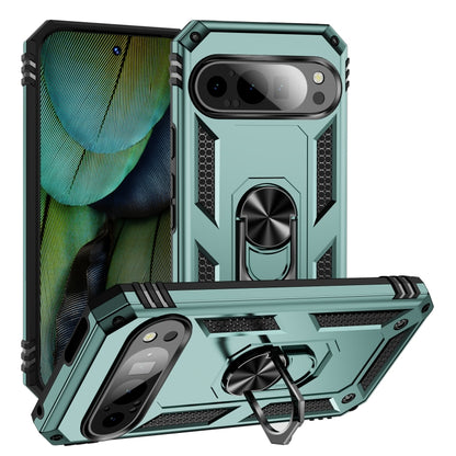 For Google Pixel 9 Shockproof TPU + PC Phone Case with Holder(Dark Green) - Google Cases by PMC Jewellery | Online Shopping South Africa | PMC Jewellery | Buy Now Pay Later Mobicred