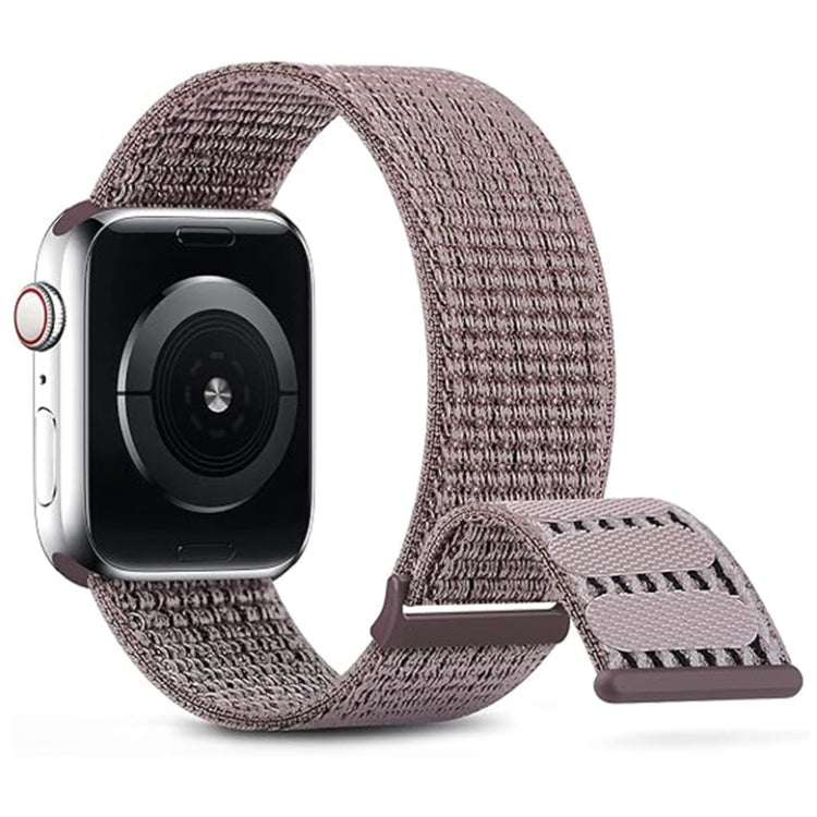 For Apple Watch Series 9 41mm Dual Hook and Loop Nylon Watch Band(Smoke Purple) - Watch Bands by PMC Jewellery | Online Shopping South Africa | PMC Jewellery