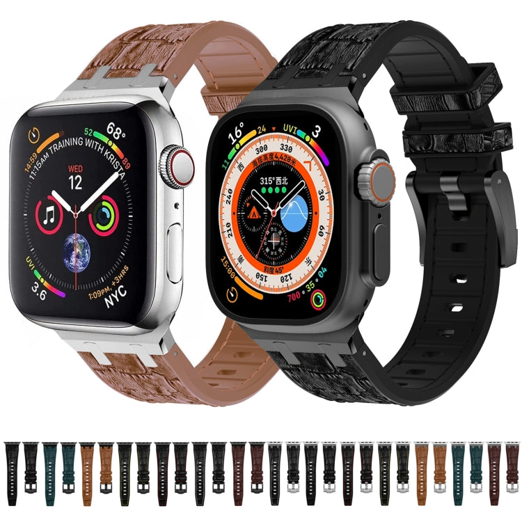For Apple Watch 42mm Crocodile Texture Liquid Silicone Watch Band(Silver Red Black) - Watch Bands by PMC TechLife | Online Shopping South Africa | PMC TechLife