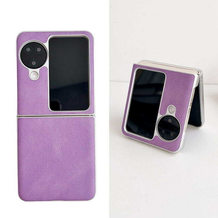 For OPPO Find N3 Flip Skin Feel Leather Texture Pearlescent Paint Shockproof Phone Case(Purple) - Find N3 Flip Cases by PMC Jewellery | Online Shopping South Africa | PMC Jewellery | Buy Now Pay Later Mobicred