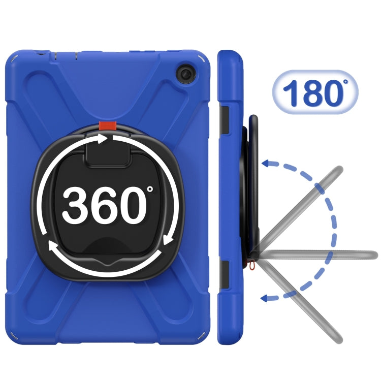 For Amazon Kindle Fire HD10 2023 Silicone Hybrid PC Tablet Case with Holder & Shoulder Strap(Blue) - Amazon by PMC TechLife | Online Shopping South Africa | PMC TechLife | Buy Now Pay Later Mobicred