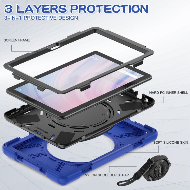 For Amazon Kindle Fire HD10 2023 Silicone Hybrid PC Tablet Case with Holder & Shoulder Strap(Blue) - Amazon by PMC TechLife | Online Shopping South Africa | PMC TechLife | Buy Now Pay Later Mobicred