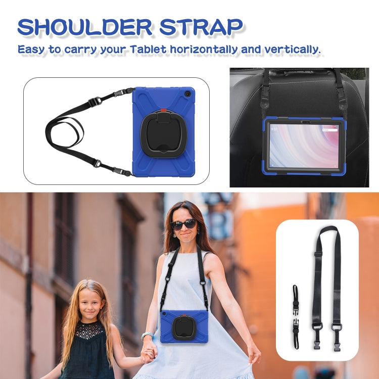 For Amazon Kindle Fire HD10 2023 Silicone Hybrid PC Tablet Case with Holder & Shoulder Strap(Blue) - Amazon by PMC TechLife | Online Shopping South Africa | PMC TechLife | Buy Now Pay Later Mobicred