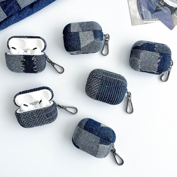 For AirPods 3 Stitching Denim Cloth Bluetooth Earphone Protective Case(Dark Color Irregular) - For AirPods 3 by PMC Jewellery | Online Shopping South Africa | PMC Jewellery | Buy Now Pay Later Mobicred