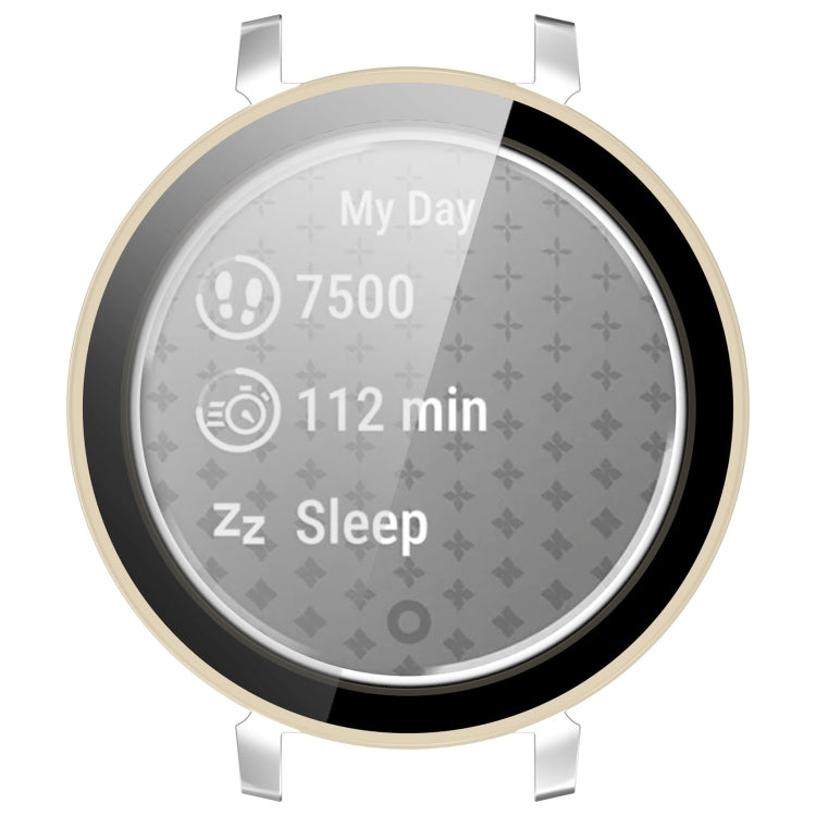 For Garmin Lily 2 PC + Tempered Film Integrated Watch Protective Case(Ivory White) - Watch Cases by PMC TechLife | Online Shopping South Africa | PMC TechLife