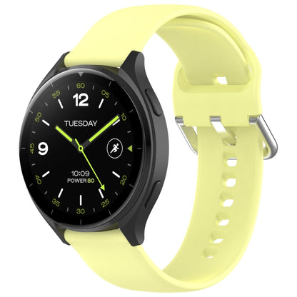 For Xiaomi Watch 2 Solid Color Metal Silver Buckle Silicone Watch Band, Size: S(Yellow) - Watch Bands by PMC Jewellery | Online Shopping South Africa | PMC Jewellery