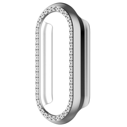 For Xiaomi Mi Band 8 Diamond Half Pack Hollow PC Watch Protective Case(Silver) - Watch Cases by PMC Jewellery | Online Shopping South Africa | PMC Jewellery