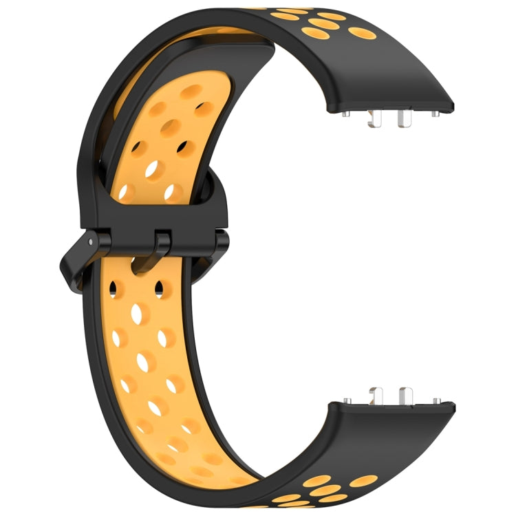 For Samsung Galaxy Fit 3 Two Color Breathable Silicone Watch Band(Black Yellow) - Watch Bands by PMC Jewellery | Online Shopping South Africa | PMC Jewellery