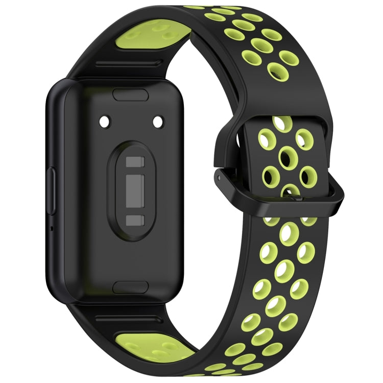 For Samsung Galaxy Fit 3 Two Color Breathable Silicone Watch Band(Black Lime) - Watch Bands by PMC Jewellery | Online Shopping South Africa | PMC Jewellery