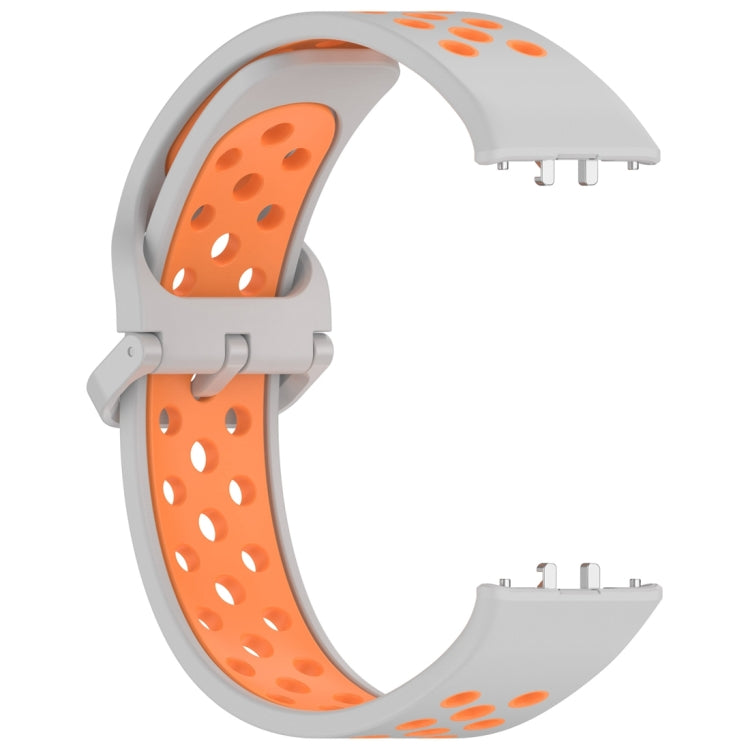 For Samsung Galaxy Fit 3 Two Color Breathable Silicone Watch Band(Grey Orange) - Watch Bands by PMC Jewellery | Online Shopping South Africa | PMC Jewellery