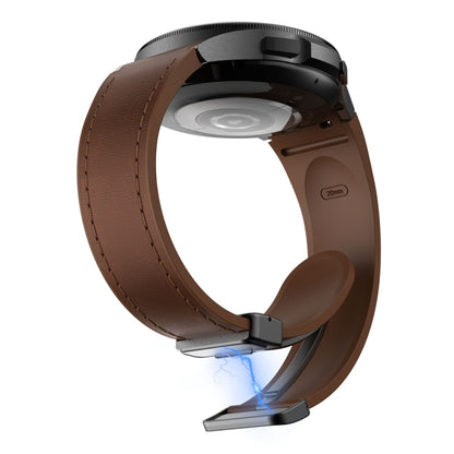 For Samsung Galaxy Watch 6 Magnetic Black Buckle Leather Silicone Watch Band(Dark Brown) - Watch Bands by PMC Jewellery | Online Shopping South Africa | PMC Jewellery | Buy Now Pay Later Mobicred