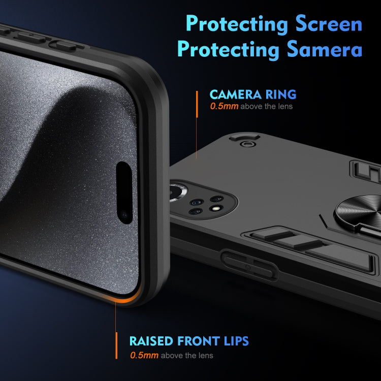 For Huawei nova 9 Shockproof Metal Ring Holder Phone Case(Black) - Huawei Cases by PMC TechLife | Online Shopping South Africa | PMC TechLife | Buy Now Pay Later Mobicred