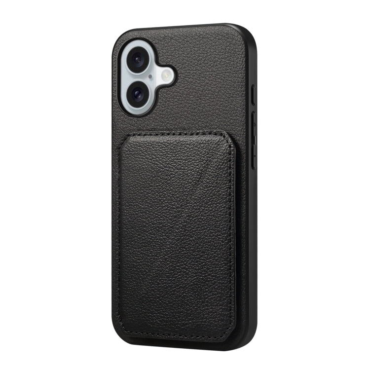 For iPhone 16 Plus D04 Calf Texture Dual Card Slot Holder Phone Case(Black) - iPhone 16 Plus Cases by PMC Jewellery | Online Shopping South Africa | PMC Jewellery | Buy Now Pay Later Mobicred